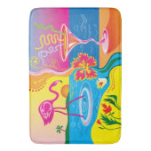 Rosa Flamingo und Sommercocktail Badematte (Vorderseite Vertikal)
