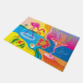 Rosa Flamingo und Sommercocktail Fußmatte (Schrägansicht)