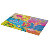 Rosa Flamingo und Sommercocktail Schneidebrett (Ecke)