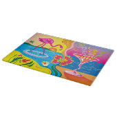 Rosa Flamingo und Sommercocktail Schneidebrett (Ecke)