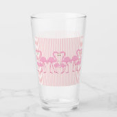 Rosa Flamingo und Streifen Trinkglas Glas (Vorderseite)