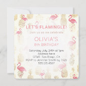 Rosa Flamingo und tropische Ananas Einladung (Rückseite)