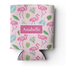 Rosa Flamingo und tropische Blätter nach Maß