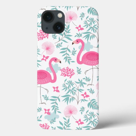 Rosa Flamingo und tropische Blume G7 Case-Mate iPhone Hülle (Rückseite)