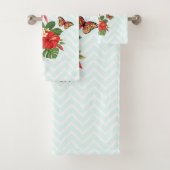 Rosa Flamingo und tropischer Hibiskus Extravagant Badhandtuch Set (Insitu)