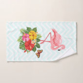 Rosa Flamingo und tropischer Hibiskus Extravagant Badhandtuch Set (Handtuch)