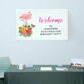 Rosa Flamingo und tropischer Hibiskus Extravagant Banner (Messeveranstaltung)
