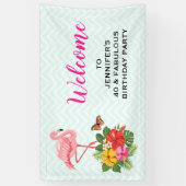 Rosa Flamingo und tropischer Hibiskus Extravagant Banner (Vertikal)