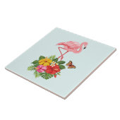 Rosa Flamingo und tropischer Hibiskus Extravagant Fliese (Seite)