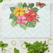 Rosa Flamingo und tropischer Hibiskus Extravagant Geschirrtuch (Gefaltet)