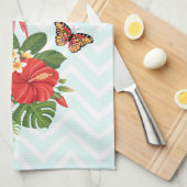 Rosa Flamingo und tropischer Hibiskus Extravagant Geschirrtuch (Viertel Falte)