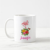 Rosa Flamingo und tropischer Hibiskus Extravagant Kaffeetasse (Links)