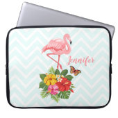 Rosa Flamingo und tropischer Hibiskus Extravagant Laptopschutzhülle (Vorderseite)