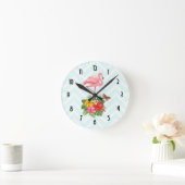 Rosa Flamingo und tropischer Hibiskus Extravagant Runde Wanduhr (Zuhause)