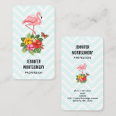 Rosa Flamingo und tropischer Hibiskus Extravagant Visitenkarte (Vorne/Hinten)