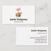 Rosa Flamingo und tropischer Hibiskus Extravagant Visitenkarte (Vorne/Hinten)