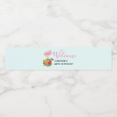 Rosa Flamingo und tropischer Hibiskus Extravagant Wasserflaschenetikett (Einzelnes Label)