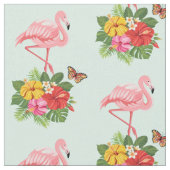 Rosa Flamingo und tropischer Hibiskus Extravagante Stoff (Nahaufnahme)