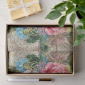 Rosa Flamingo und Vintage Blumendekoupage Seidenpapier (Geschenk)