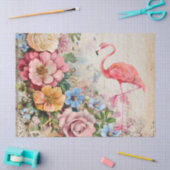 Rosa Flamingo und Vintage Blumendekoupage Seidenpapier (Basteln)
