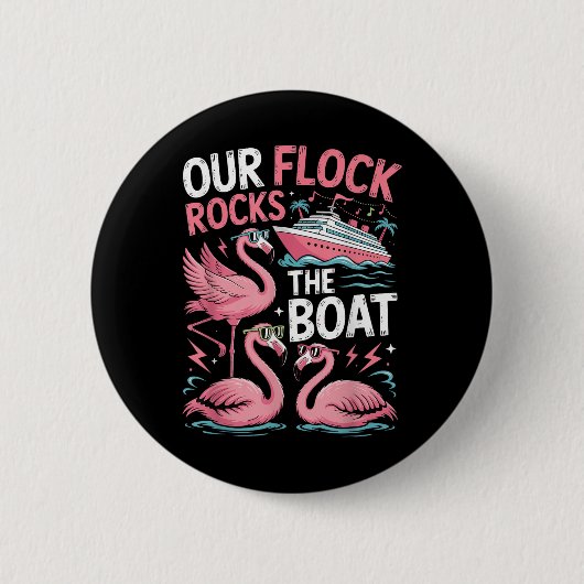 Rosa Flamingo Unsere Herde schaukelt das Boot Urla Button (Vorderseite)