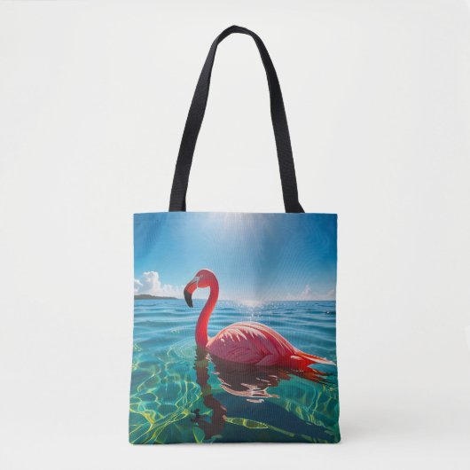 Rosa Flamingo unter dem Himmel Tasche (Vorderseite)