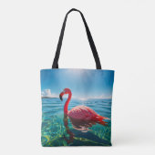 Rosa Flamingo unter dem Himmel Tasche (Rückseite)