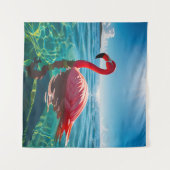 Rosa Flamingo unter dem Himmel Wandteppich (Vorderseite (Horizontal))