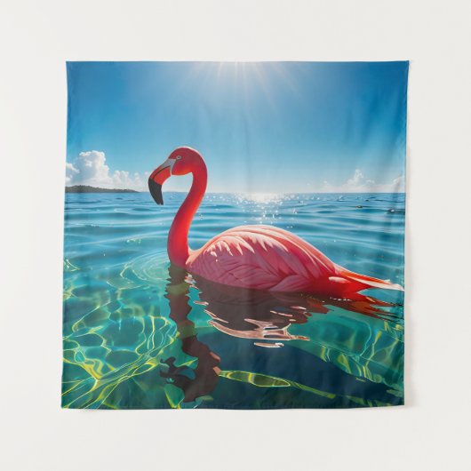 Rosa Flamingo unter dem Himmel Wandteppich (Vorderseite)