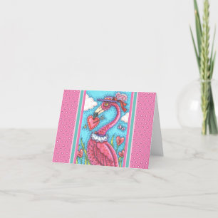 ROSA FLAMINGO VALENTINSHERZEN, LIEBESVOGEL Leer Karte