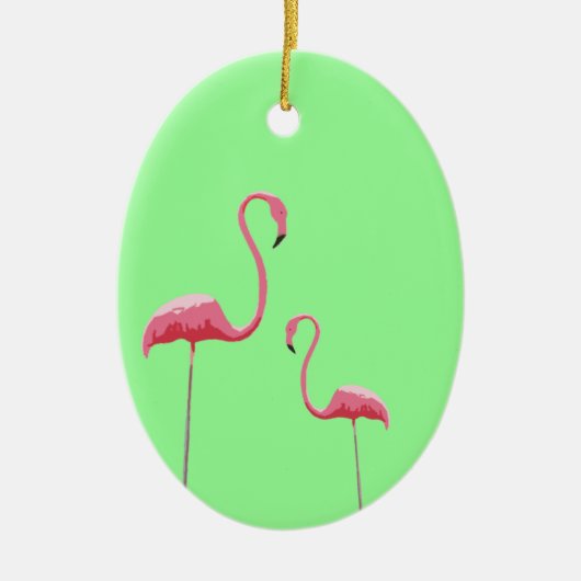Rosa Flamingo-Verzierung Keramik Ornament (Vorne)