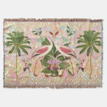 Rosa Flamingo Vintage-Design-Wolldecke