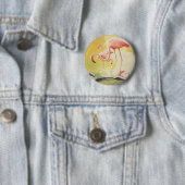 Rosa Flamingo-Vintages Plakat für Brasilien-Knopf Button (Beispiel)