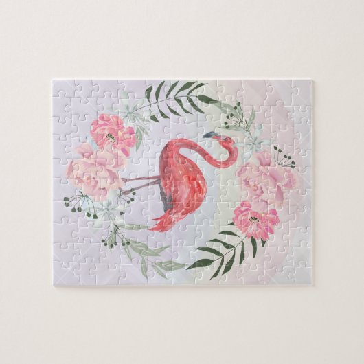 Rosa Flamingo, Vogel, Aquarell Puzzle (Horizontal)
