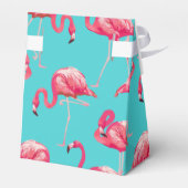 Rosa Flamingo-Vögel auf türkisfarbenem Hintergrund Geschenkschachtel (Rückseite)