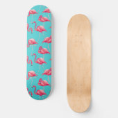 Rosa Flamingo-Vögel auf türkisfarbenem Hintergrund Skateboard (Vorderseite)