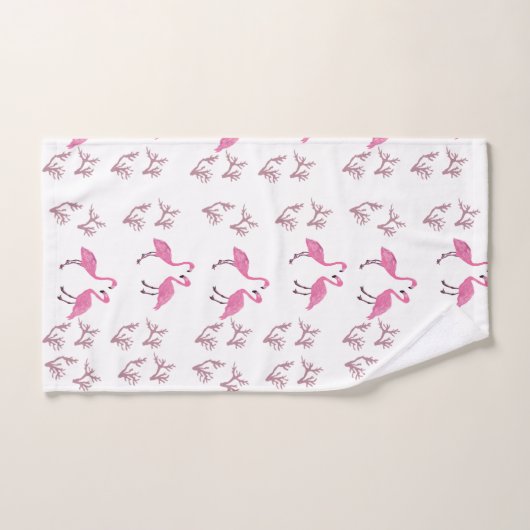 Rosa Flamingo-Vögel Badhandtuch Set (Handtuch)
