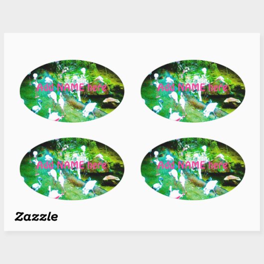 Rosa Flamingo Vögel Custom Ovaler Aufkleber (Blatt)