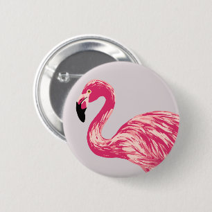 Rosa Flamingo-Vogel-Illustrations-Knopf Button