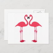 Rosa Flamingo-Vögel-Liebe-Herz Postkarte (Vorne/Hinten)