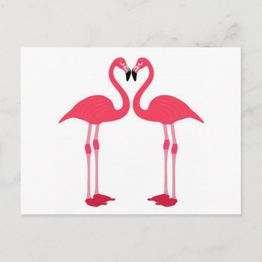 Rosa Flamingo-Vögel-Liebe-Herz Postkarte (Vorderseite)
