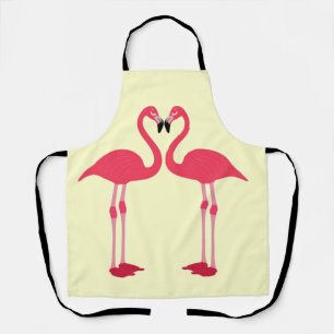 Rosa Flamingo-Vögel-Liebe-Herz Schürze