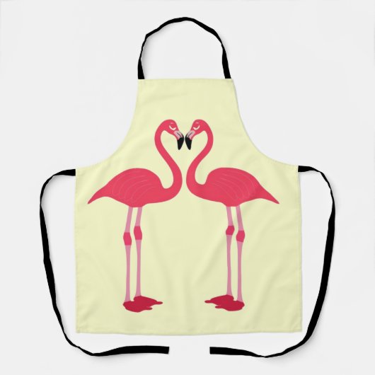 Rosa Flamingo-Vögel-Liebe-Herz Schürze (Vorderseite)