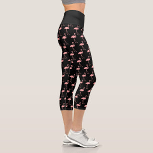 Rosa Flamingo-Vogel mit hoher Taillenspitze Capri  Leggings