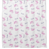 Rosa Flamingo Vögel mit Lila Florida Muster Duschvorhang (Vorderseite)