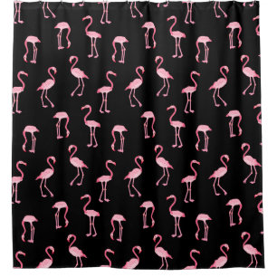 Rosa Flamingo-Vogel-Muster-schwarze oder Duschvorhang