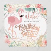 Rosa Flamingo-Vogel tropisch Einladung (Vorne/Hinten)