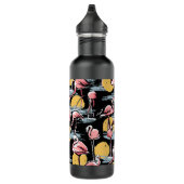 Rosa Flamingo-Vögel und Sonnenuntergang | Tropisch Edelstahlflasche (Rechts)