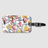 Rosa Flamingo-Vögel und Sonnenuntergang | Tropisch Gepäckanhänger (Vorderseite (Horizontal))