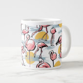 Rosa Flamingo-Vögel und Sonnenuntergang | Tropisch Jumbo-Tasse (Vorderseite Rechts)